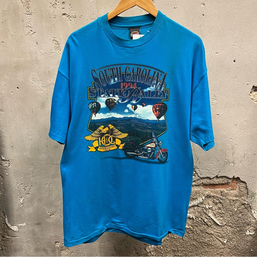 Harley Davidson HOG 1994 Vintage State Rally Hot Air Balloon Graphic Biker Tee